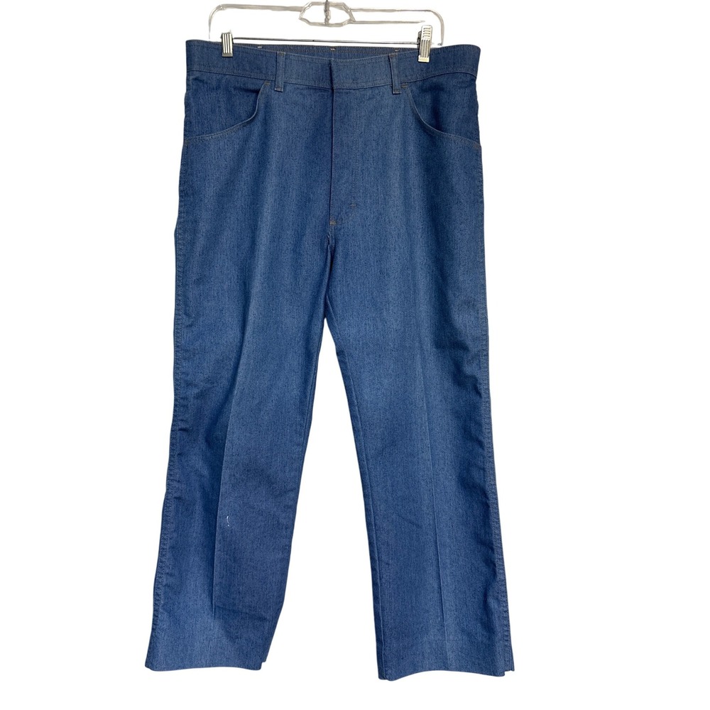 Vintage Polyester Wrangler Mens Blue Western Classic Pants Wrancher 32x 29